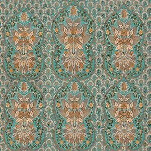 MINDTHEGAP Floral Tapestry - tapeta FARBA: tyrkysová/tmavošedá/oranžová