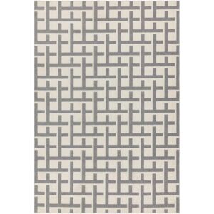ASIATIC LONDON Alfresco Antibes White Grey Grid - koberec ROZMER CM: 120 x 170