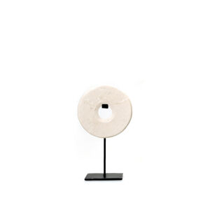 BAZAR BIZAR The Marble Disc on Stand - White - S stojacia dekorácia