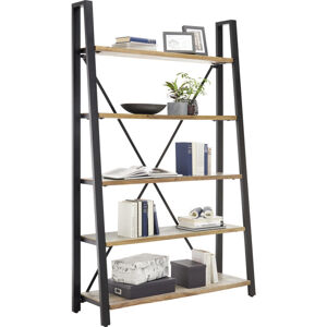 Ambia Home REGÁL, prírodná farba, čierna, železo, mosadz, mangové drevo, 120/190/40 cm